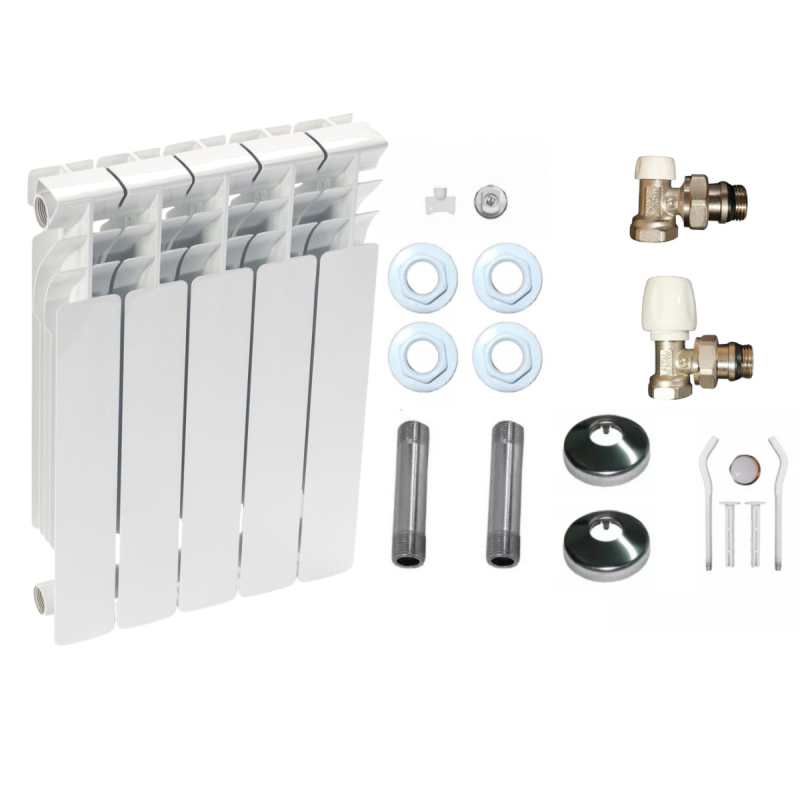 RADIADOR ASUA BIMETALICO 50CM X2 ELEMENTOS + KIT COMPLETO