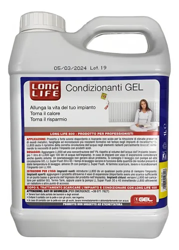 LIQUIDO DISPERSANTE Y LIMPIADOR ( LL800 ) 1 LITRO MARCA GEL para cañerias de calefaccion