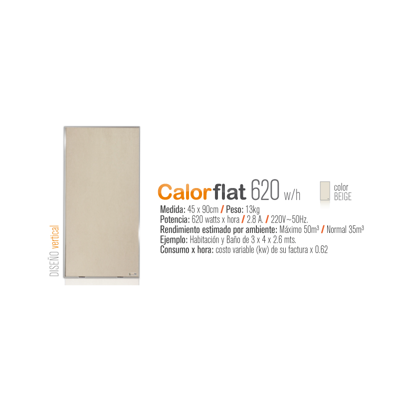 PLACA CALEFACTOR CALORFLAT 620W VERTICAL BEIGE LINEA ELEGANCE