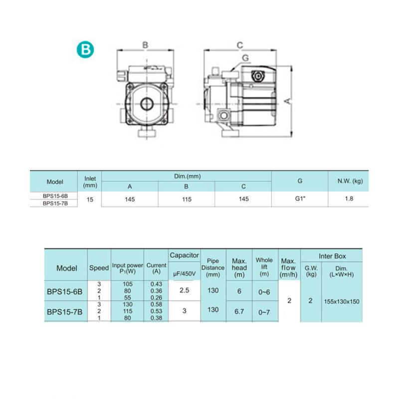 Bomba Shimge Cacao BPS 15-7B REEMPLAZA LA GRUNDFOS CACAO 15-70