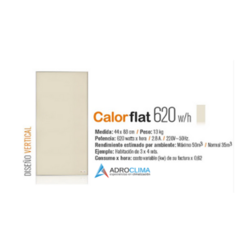 COMBO PANEL CALEFACTOR CALORFLAT 620W VERTICAL BEIGE ELEGANCE + BARRAL