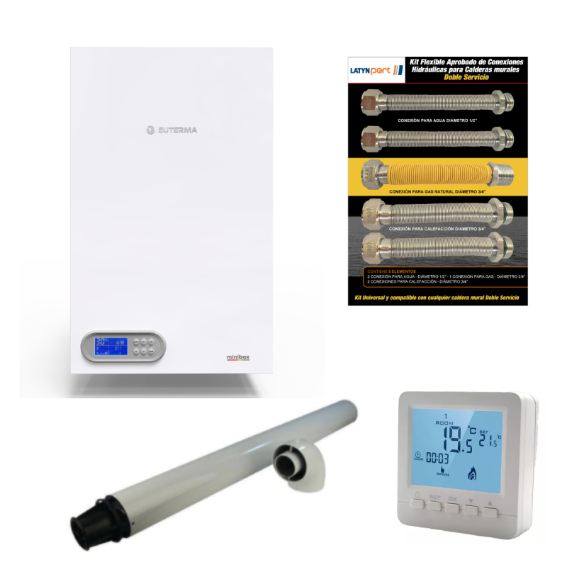 COMBO CALDERA EUTERMA MINIBOX 24KW DUAL TB (TERMOSTATO + FLEXIBLE)
