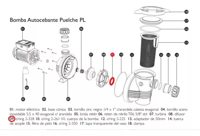 REPUESTO O-RING NIT. 2-328 PARA BOMBA PL LACUS