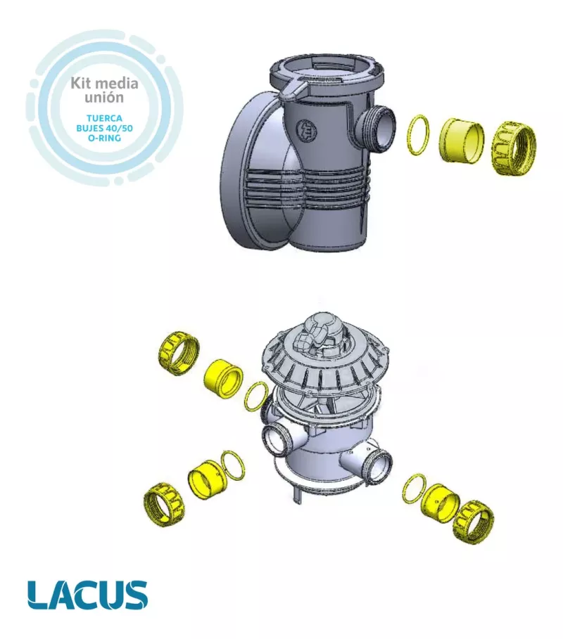 REPUESTO KIT ACOPLES PARA FILTRO (VALVULA DE 6 VIAS) LACUS
