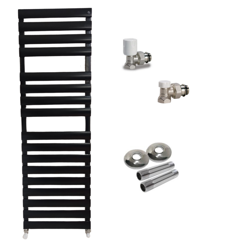 COMBO TOALLERO ITALIANO FIRENZE 1200X450 NEGRO AGUA + KIT COMPLETO