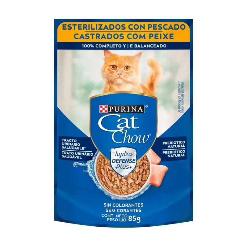 Alimento Humedo Cat Chow Pouch Sterilizados Pescado 85gr x15U