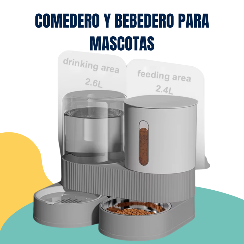Comedero Bebedero Dispenser Doble Automatico 2,6lts Mascotas