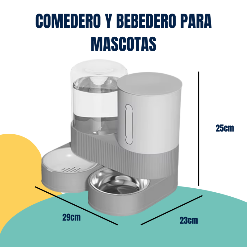 Comedero Bebedero Dispenser Doble Automatico 2,6lts Mascotas
