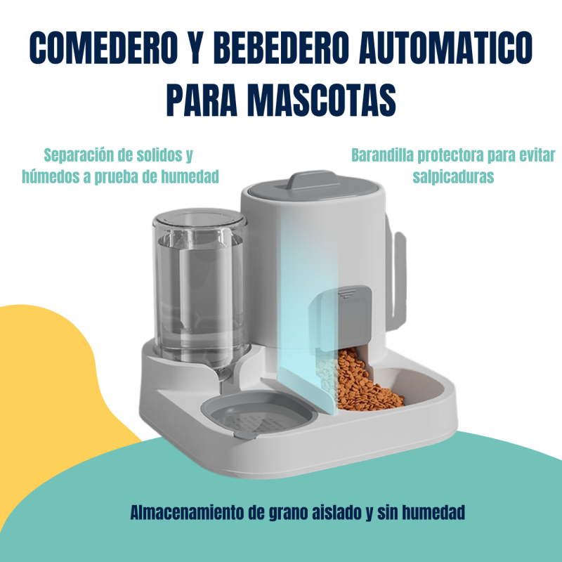 Comedero Bebedero Dispenser Doble Automatico 1.8lts Mascotas