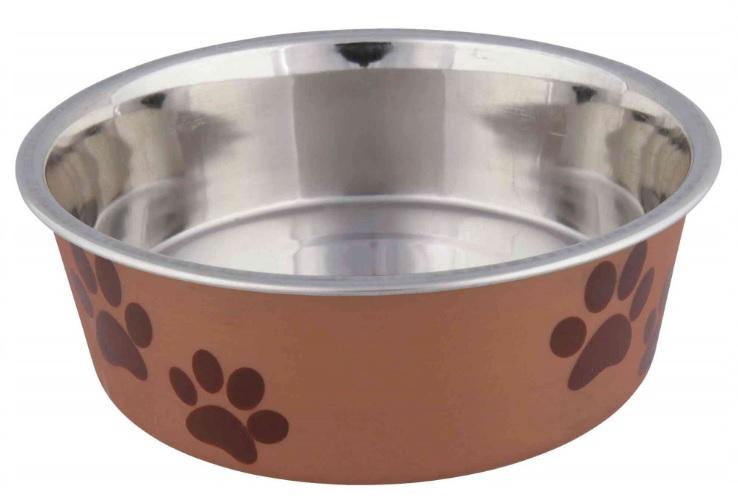 Comedero Bebedero Perros Acero Patitas 0,25l Trixie