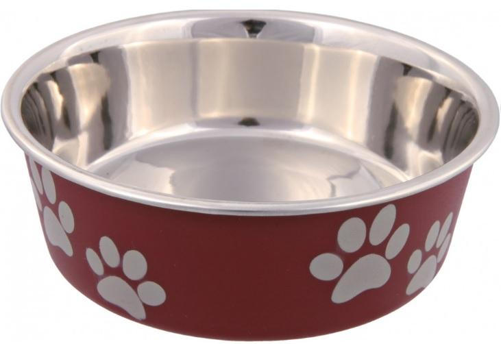 Comedero Bebedero Perros Acero Patitas 0,25l Trixie