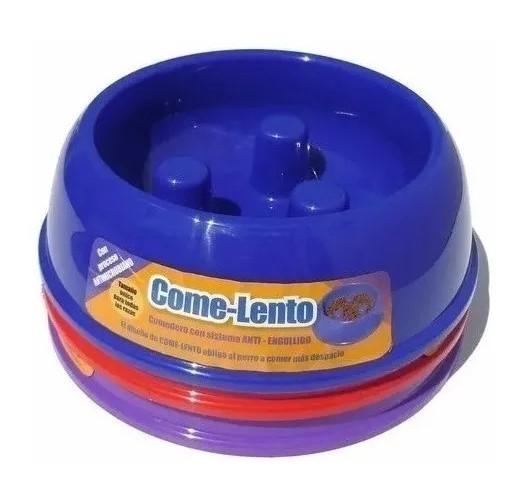 Comedero Come Lento Plastico Perro Cachorros Mascotas Porta