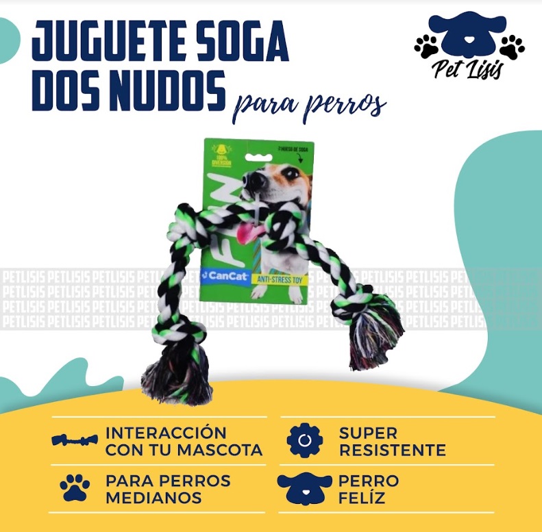 Juguete Soga 2 Nudos Cancat Perro Grande Cachorros