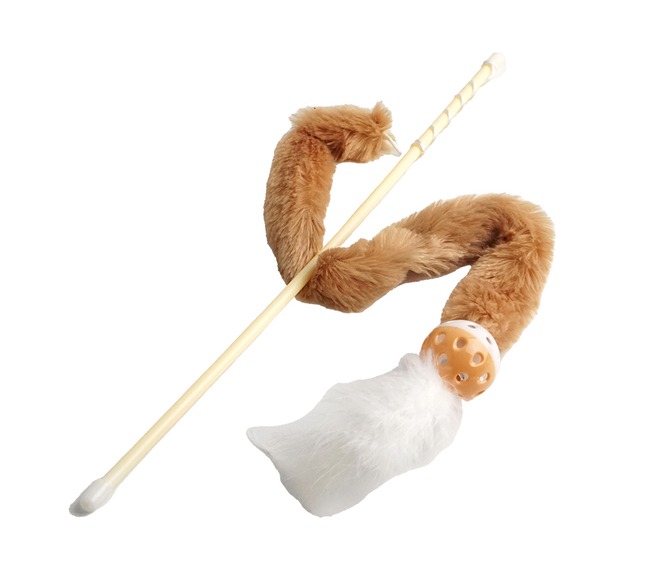 Juguete Cañita Cola Larga C/pluma y Pelota Gatos Siames Persa Mascotas