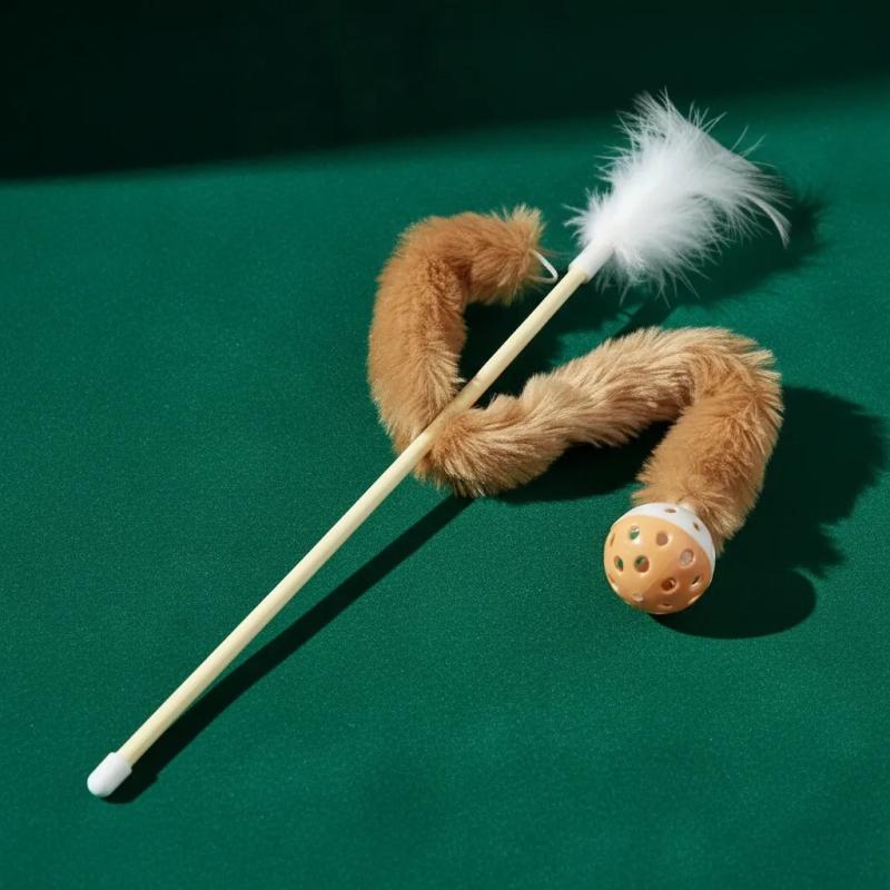 Juguete Cañita Cola Larga C/pluma y Pelota Gatos Siames Persa Mascotas