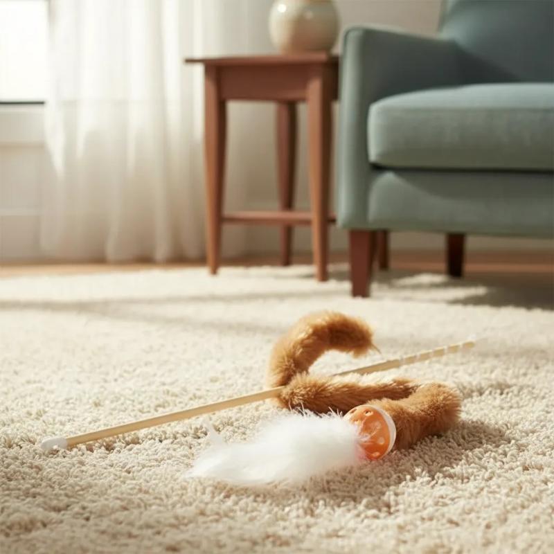 Juguete Cañita Cola Larga C/pluma y Pelota Gatos Siames Persa Mascotas