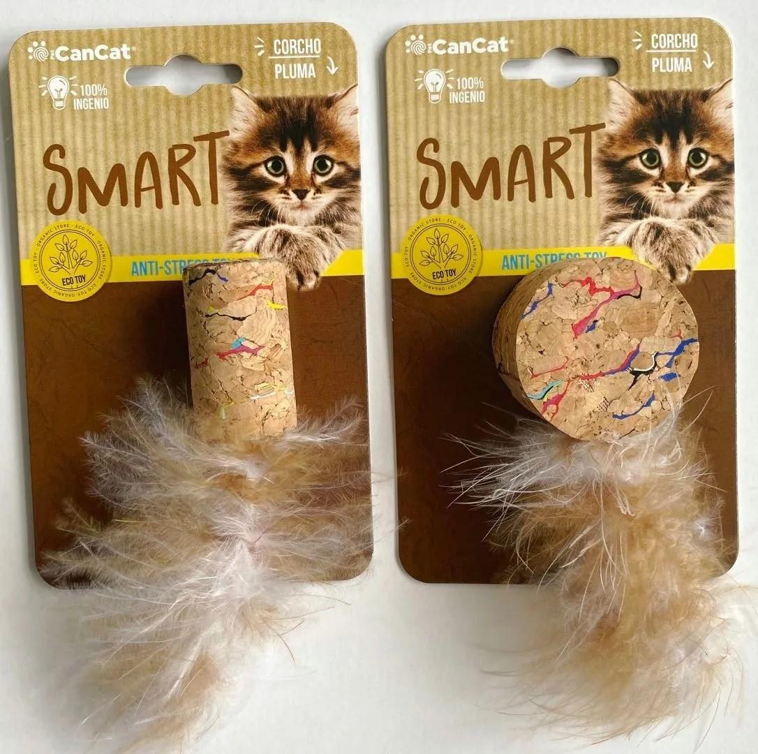 Juguete Gatos Corcho C/ Plumas Cancat Persa Siames