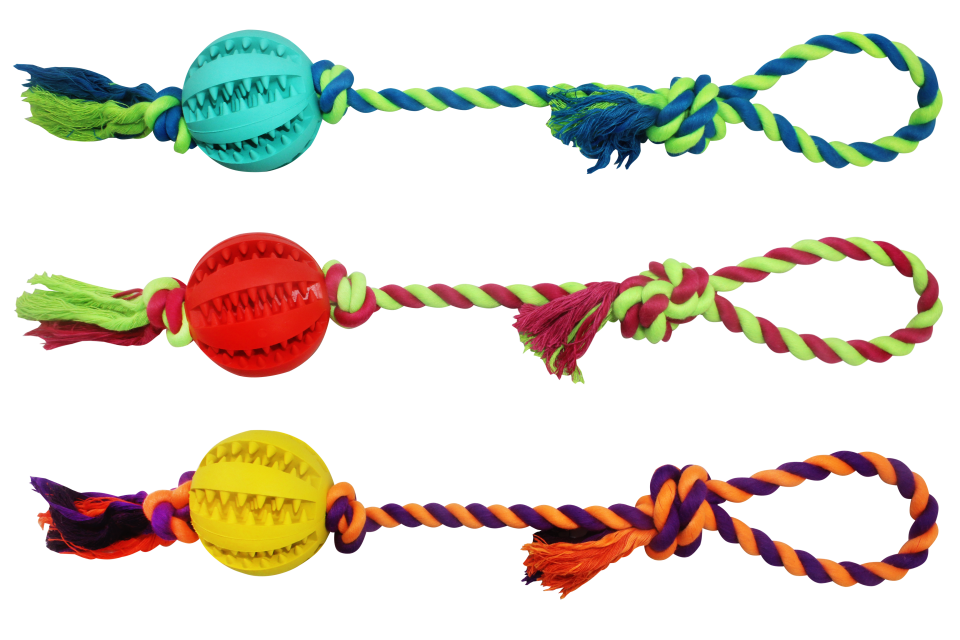 Juguete Pelota Cuerda C/manija Bpp Perros Cachorros