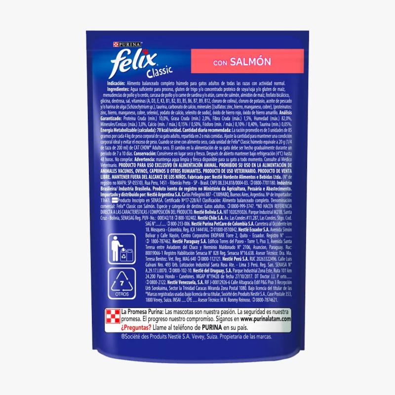Felix Pouch Gato Adulto Salmon 85gr x15u
