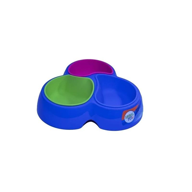 Comedero Bebedero Plástico Triple Perros Cachorros Mascotas