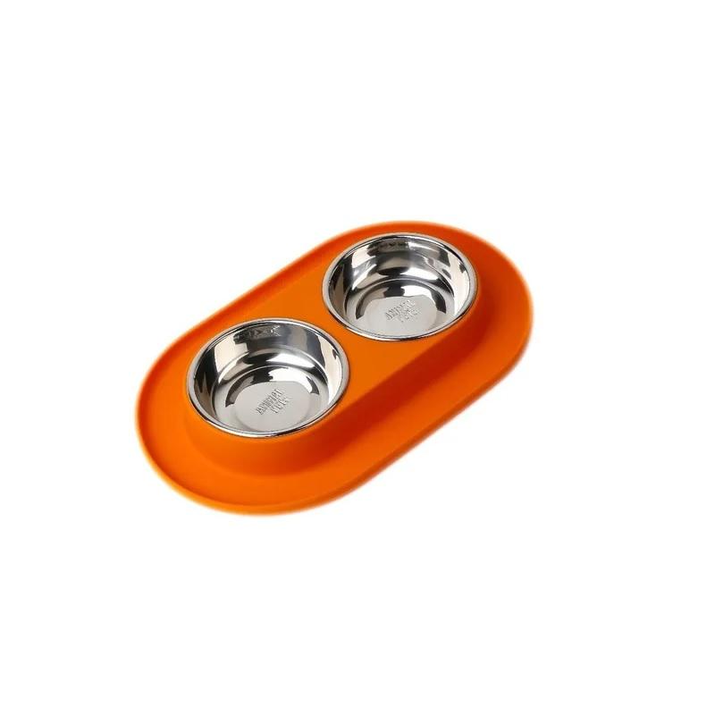 Comedero Bebedero Doble Silicona Ovalado S Perros Mascotas