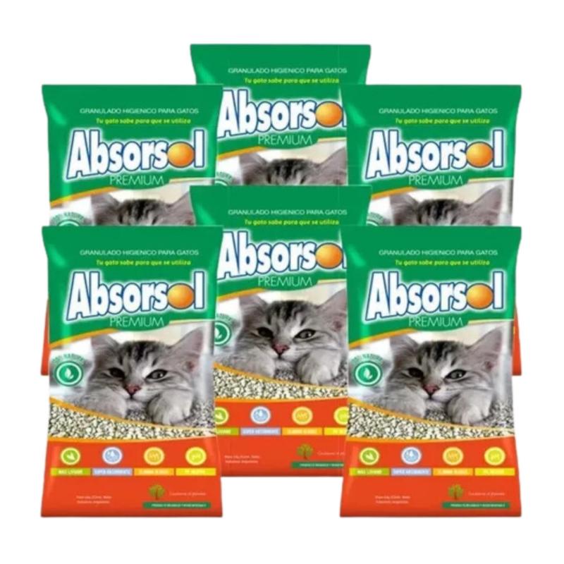 Piedritas Para Gatos Absorsol Premium 6 U X3,6 Kg Piedras Gato
