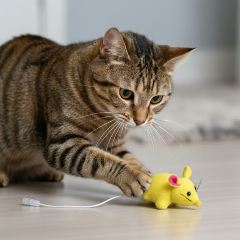 Juguete Ratón De Felpa Vibra A Cuerda Gatos Persa Siamés!!