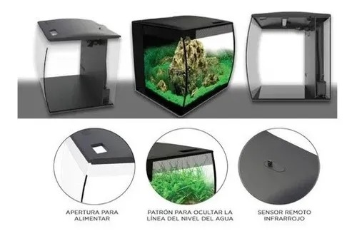Acuario Pecera Fluval Flexpad 57l Frente Curvo Led Y Filtro