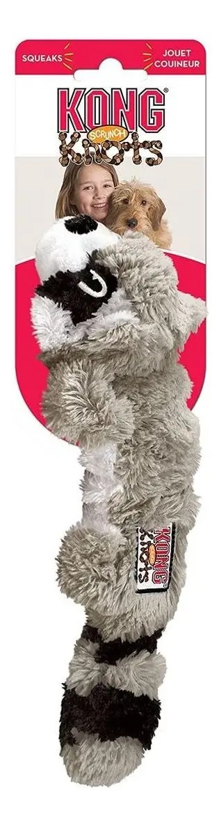 Juguete Peluche Kong Scrunch Knots Mapache C/ Chifle Perros