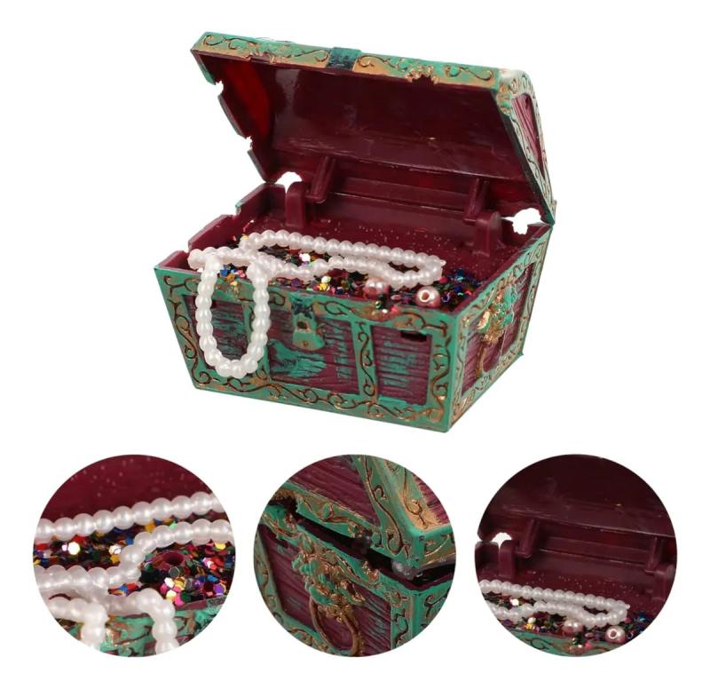Adorno Decorativo De Resina Con Movimiento Cofre Del Tesoro
