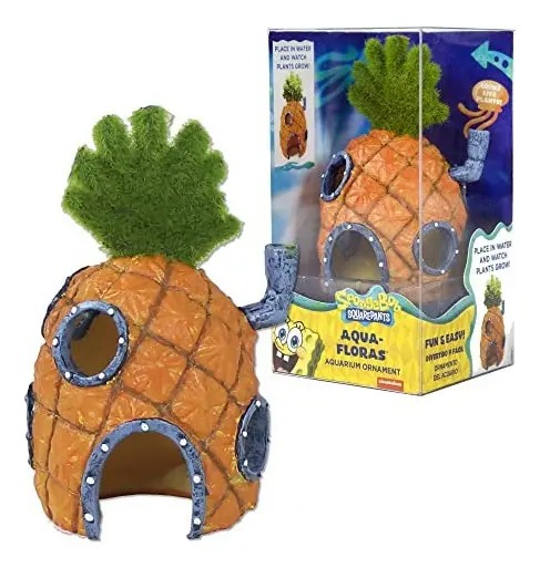 Adorno Decorativo Piña Bob Esponja Resina 7x13x7cm Acuario