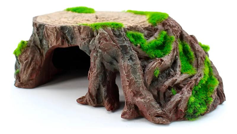Adorno Decorativo De Resina Stump Tronco C/plantas Acuario