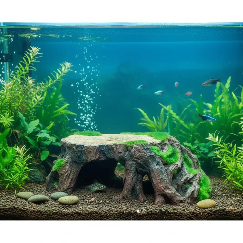 Adorno Decorativo De Resina Stump Tronco C/plantas Acuario