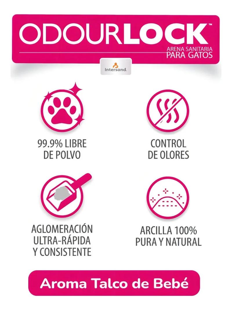 Piedrita Para Gato Aglomerante Odourlock Baby Powder 12kg