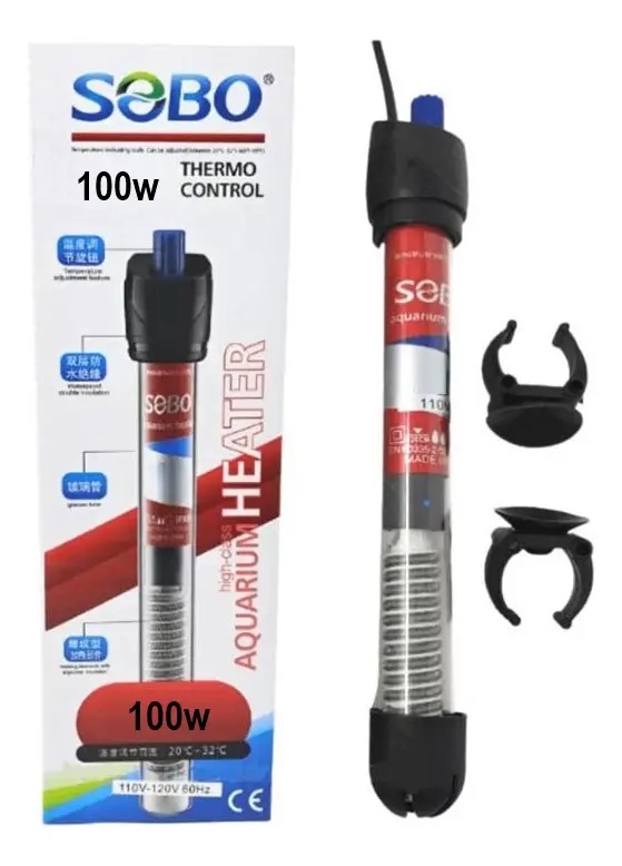Calefactor De Agua Calentador Sumergible 100w Sobo Para Acuario Pecera