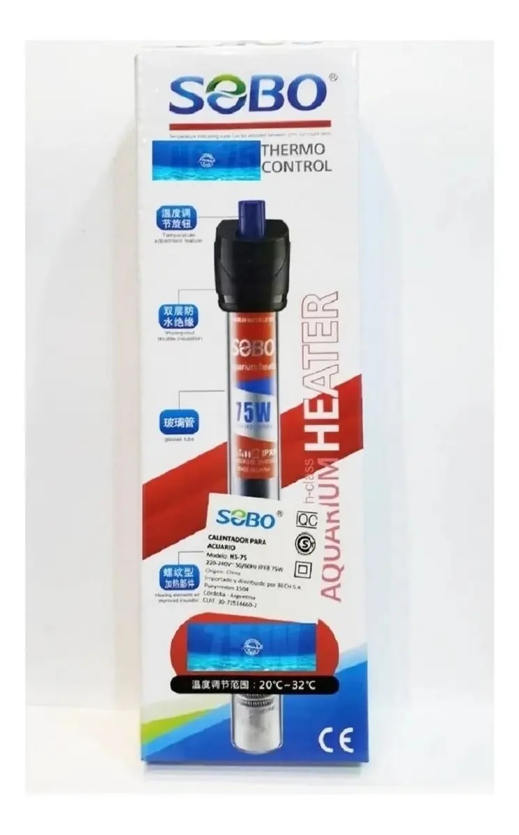 Calefactor De Agua Calentador Sumergible 100w Sobo Para Acuario Pecera