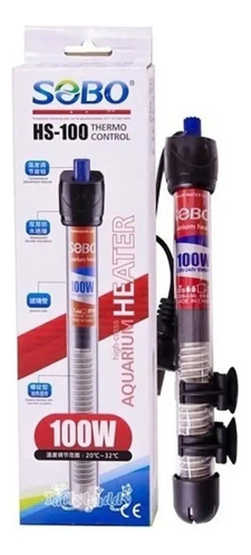Calefactor De Agua Calentador Sumergible 100w Sobo Para Acuario Pecera