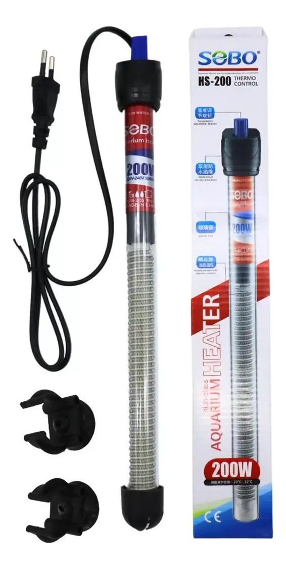 Calefactor De Agua Calentador Sumergible 200w Sobo Acuario