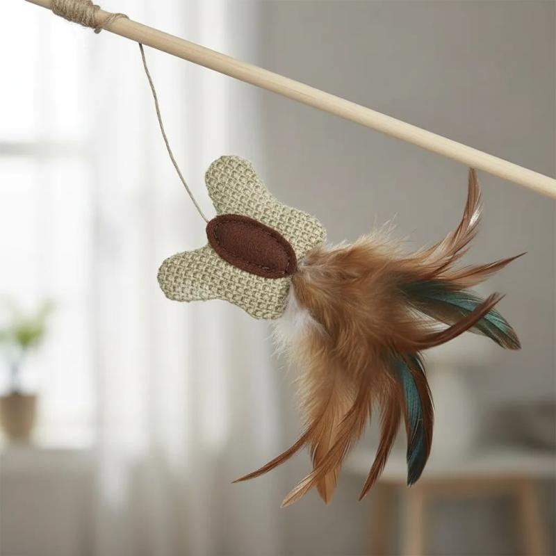 Juguete Varita Cañita Mariposa Y Plumas Trixie Para Gatos