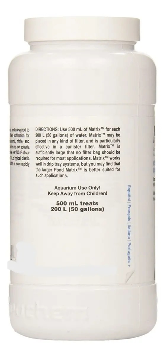 Filtro Biologico Matrix Seachem 500 Ml Acuario Pecera Peces