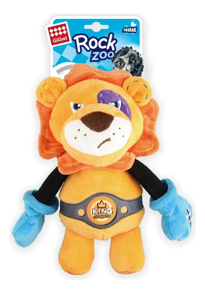 Juguete Peluche Leon King Box Zoo M/l C/ Chifle Gigwi Perros