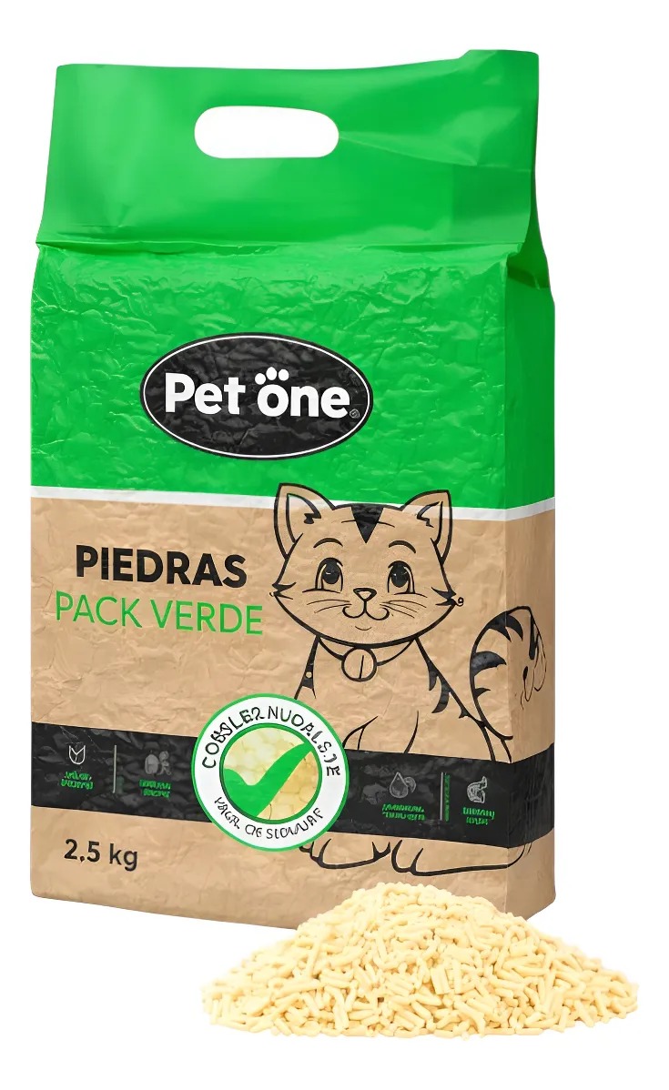 Piedras Tofu Pack Verde Sanitarias Natural Petone Gato 2,5kg