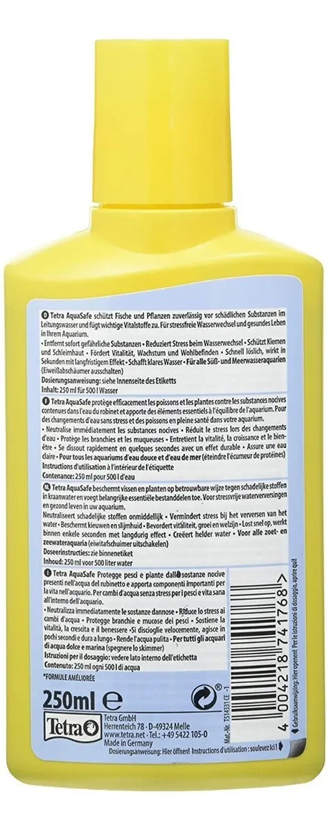 Acondicionador Neutralizador Aquasafe Plus 250ml Tetra Peces