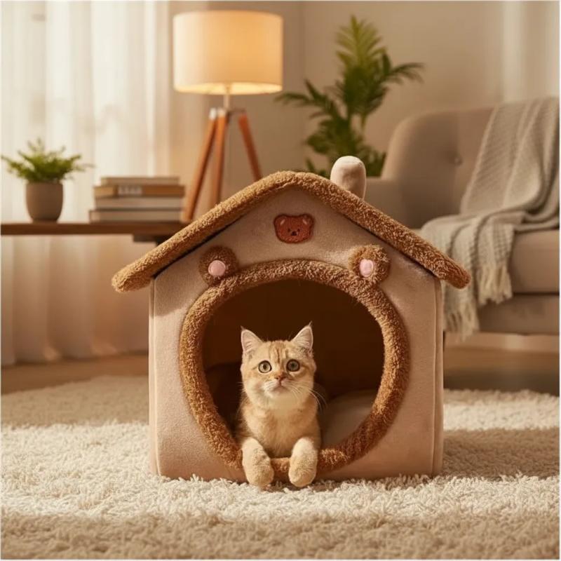 Casita Cueva Moises Peluche Felpa Small 40x35x40cm Gatos