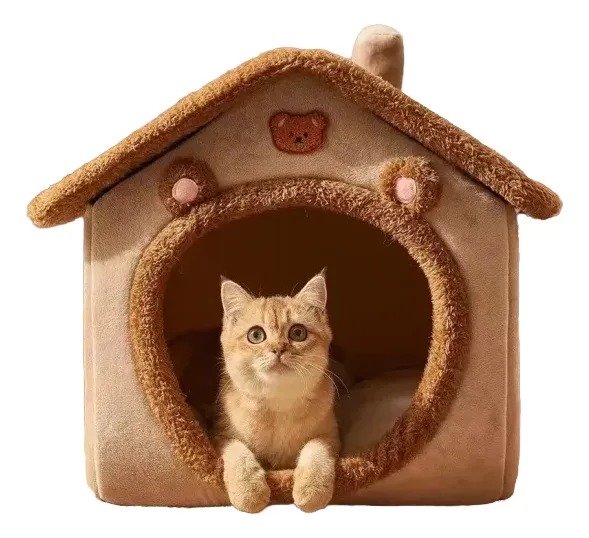 Casita Cueva Moises Peluche Felpa Small 40x35x40cm Gatos