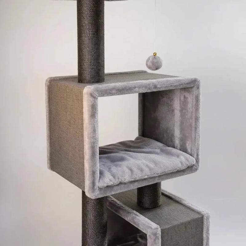 Rascador Torre Felpa Jazmin 45x36x100cm Bestia Peluda Gatos Gris