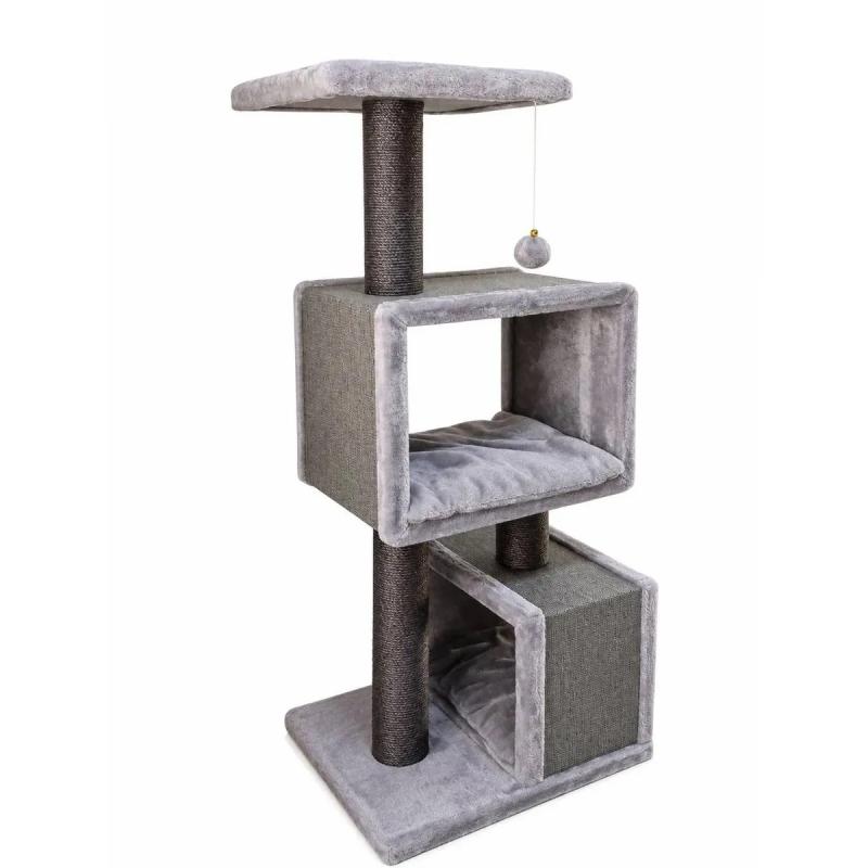 Rascador Torre Felpa Jazmin 45x36x100cm Bestia Peluda Gatos Gris