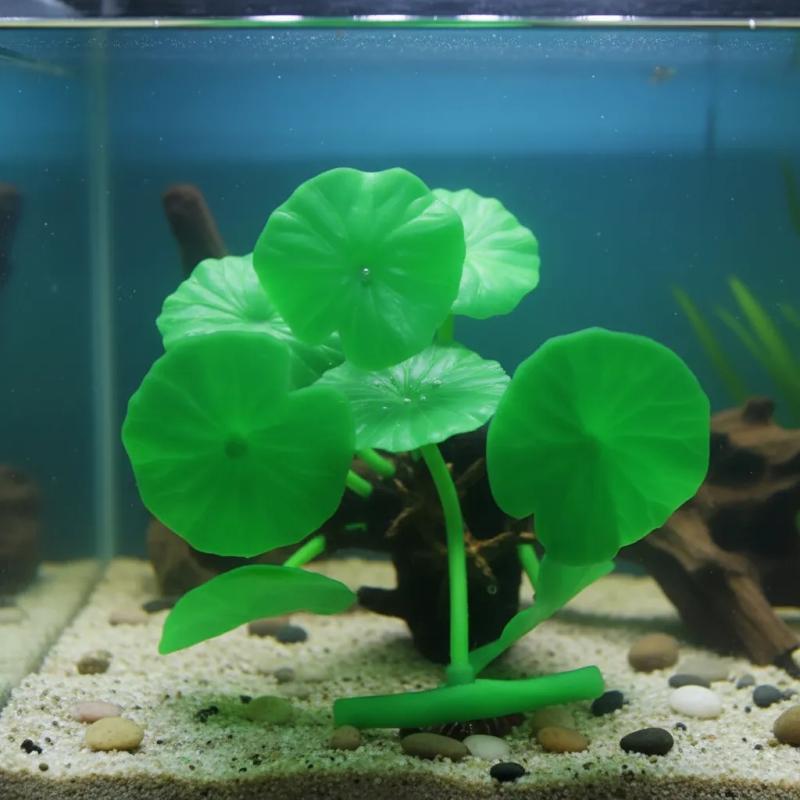 Adorno Hojas De Loto Verde Silicona Fluor Acuario Pecera