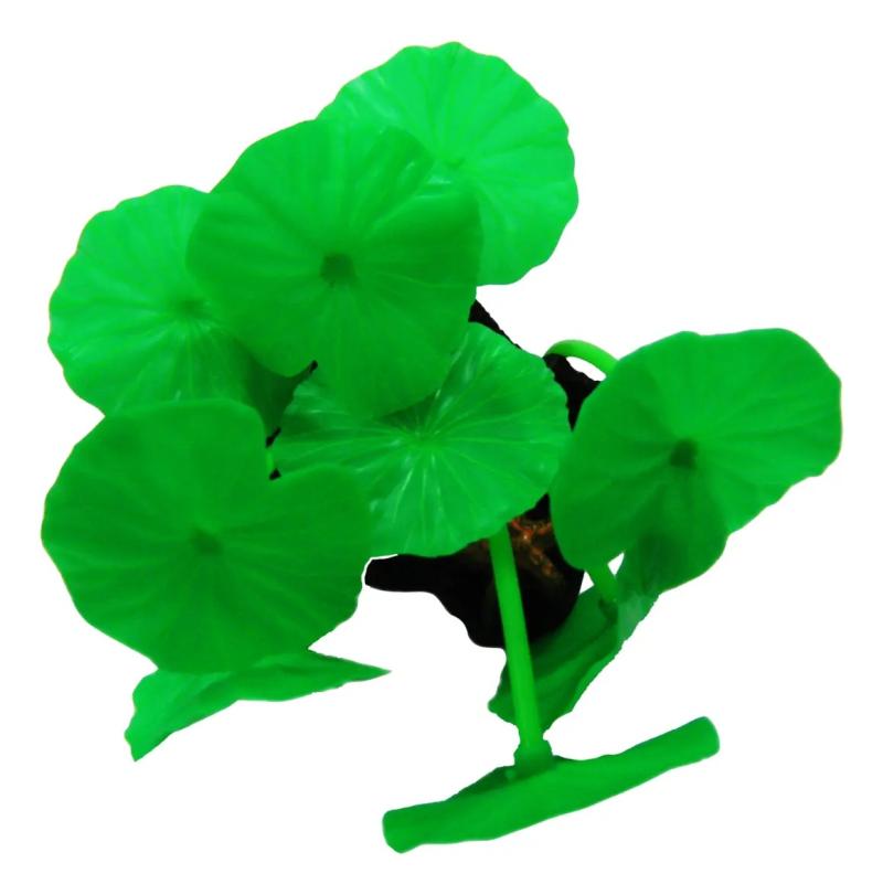 Adorno Hojas De Loto Verde Silicona Fluor Acuario Pecera