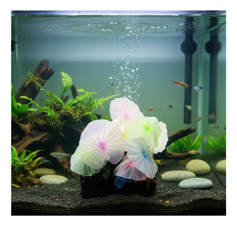 Adorno Hojas De Loto Silicona Multicolor Acuario Pecera